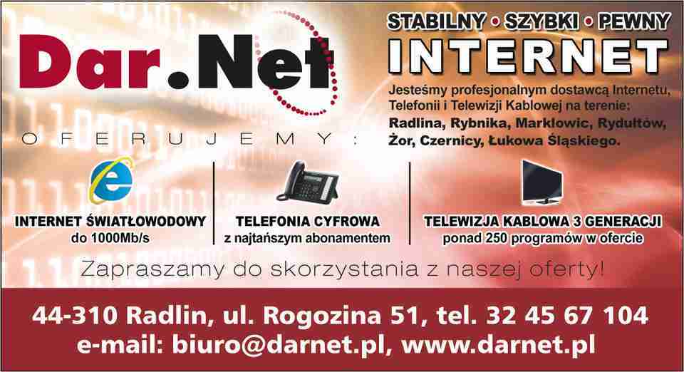 DAR.NET Dariusz Lyczko - internet światłowodowy WODZISŁAW ŚLĄSKI internet światłowodowy WODZISŁAW ŚLĄSKI