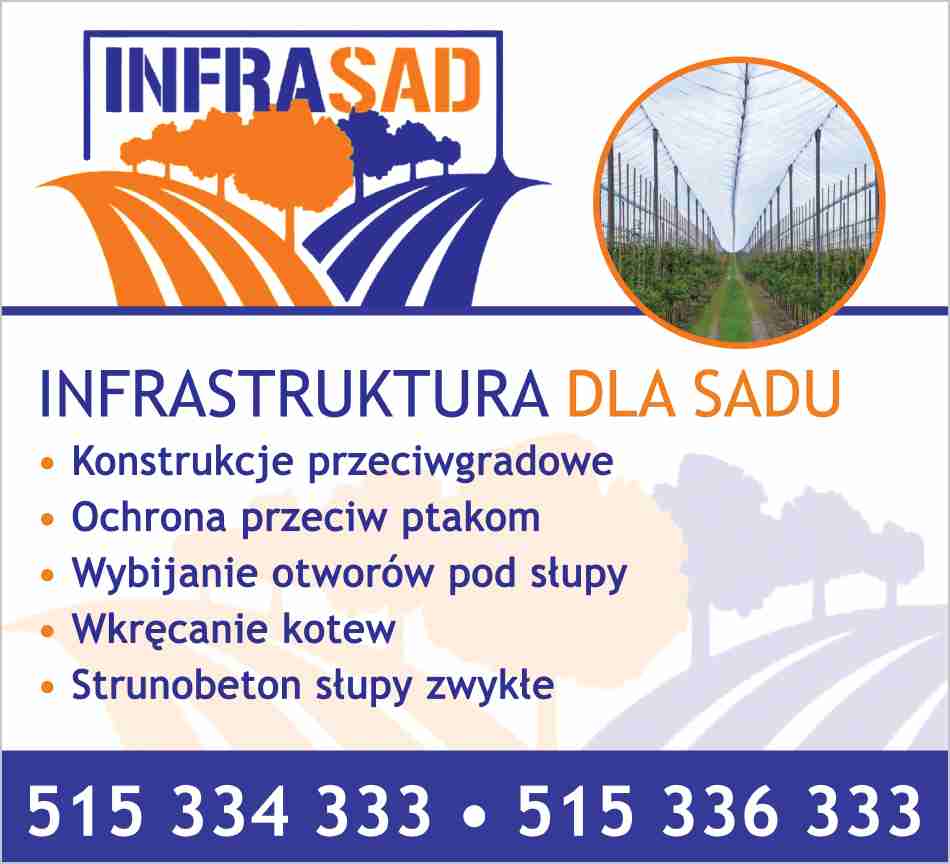 INFRASAD Infrastruktura i usługi dla sadu - nawodnienia RADOM nabijanie słupów RADOM