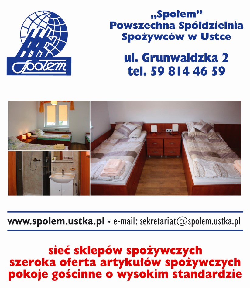 "Społem" POWSZECHNA SPÓŁDZIELNIA SPOŻYWCÓW W USTCE - noclegi w centrum USTKA pokoje gościnne USTKA
