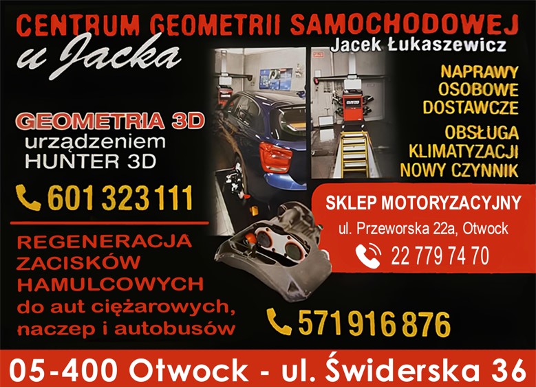 CENTRUM GEOMETRII SAMOCHODOWEJ U JACKA CZĘŚCI SAMOCHODOWE - części do samochodów OTWOCK części do samochodów OTWOCK