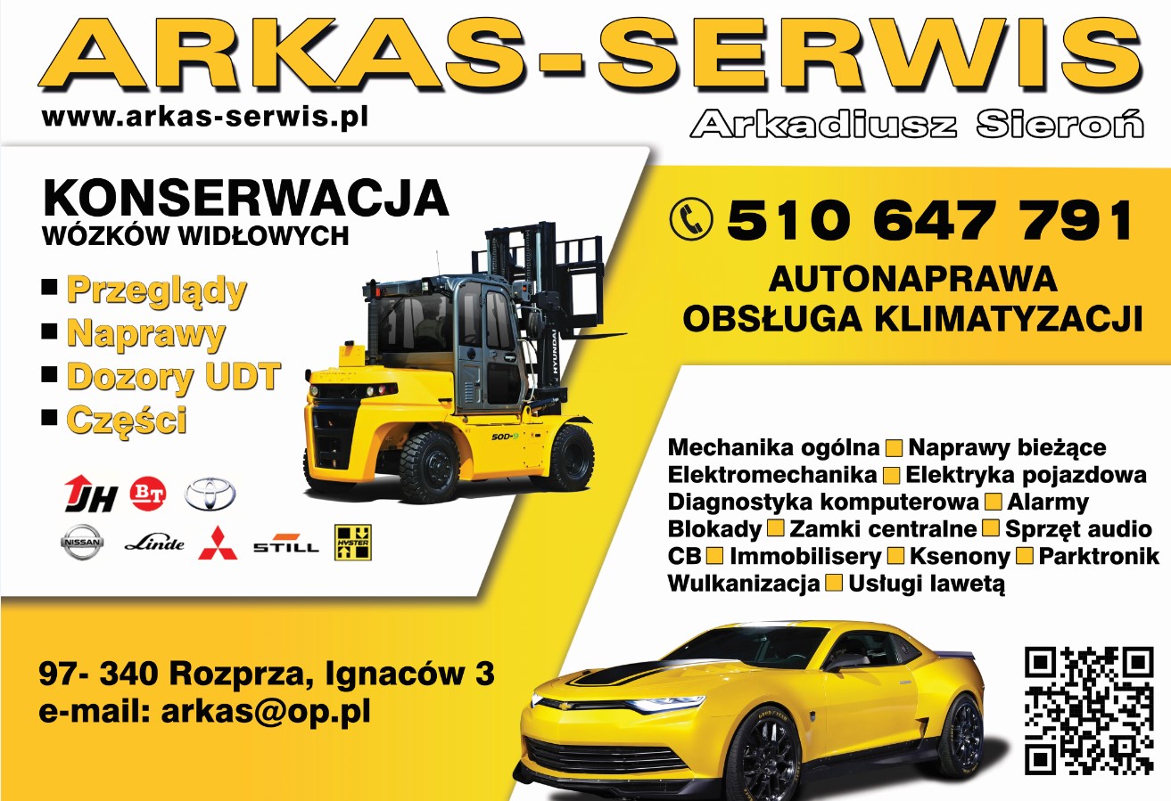 ARKAS-SERWIS ARKADIUSZ SIEROŃ - auto serwis PIOTRKÓW TRYBUNALSKI serwis wózków widłowych PIOTRKÓW TRYBUNALSKI