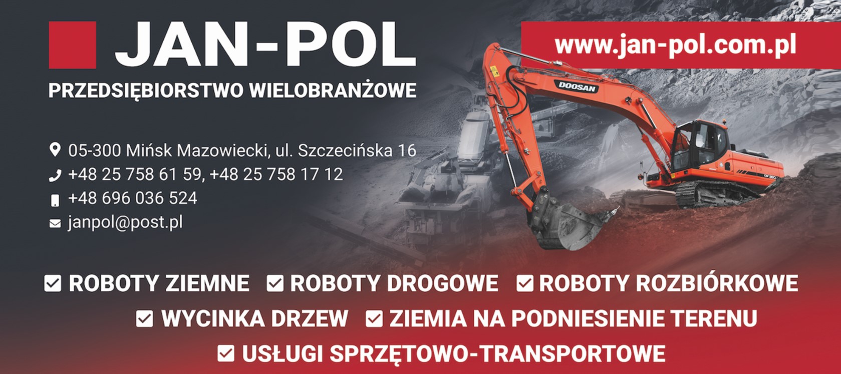 Przedsiębiorstwo Wielobranżowe "JAN-POL" - roboty drogowe MIŃSK MAZOWIECKI roboty ziemne MIŃSK MAZOWIECKI