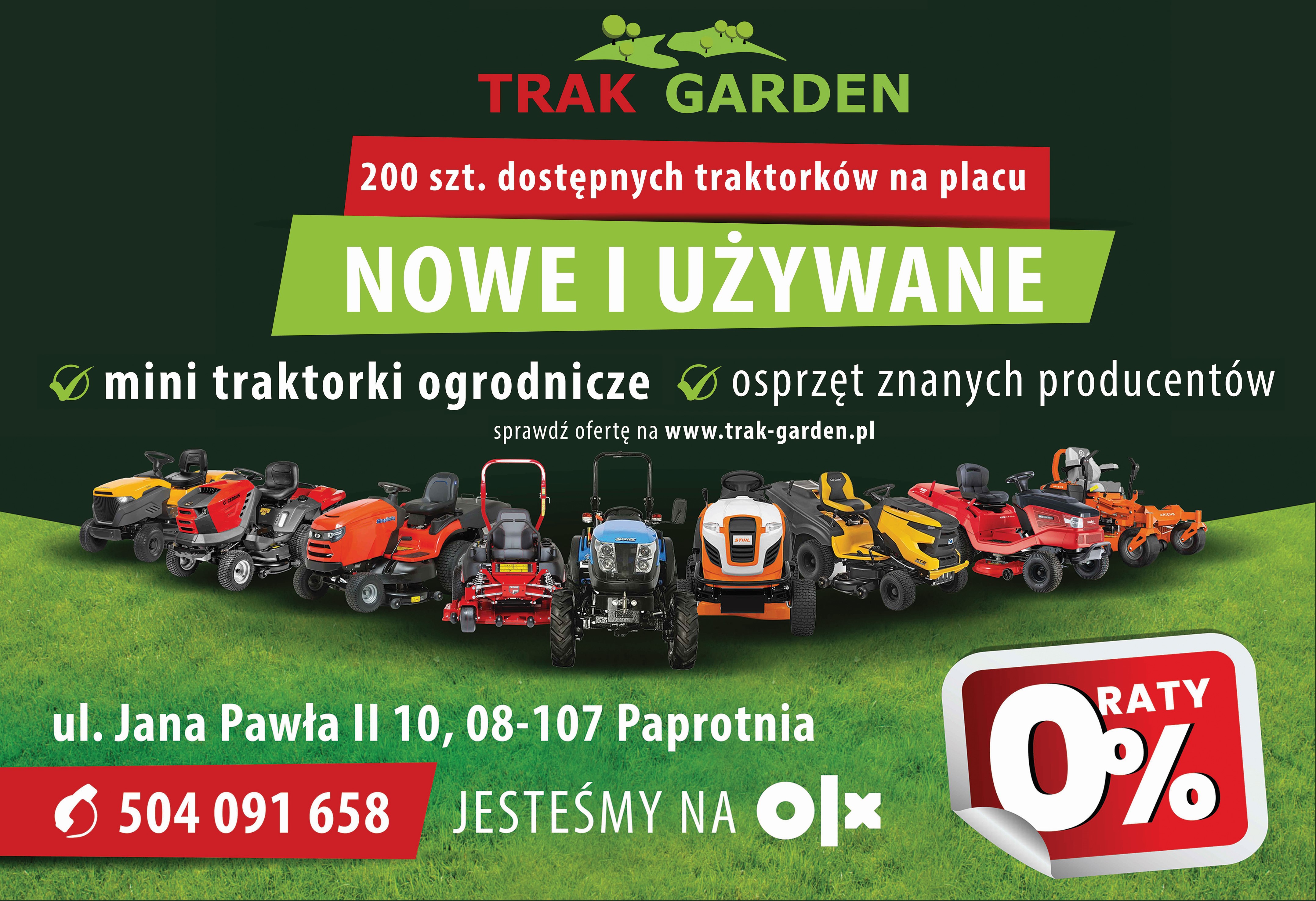 TRAK-GARDEN traktorki kosiarki sprzęt ogrodniczy - transport SOKOŁÓW PODLASKI transport SOKOŁÓW PODLASKI