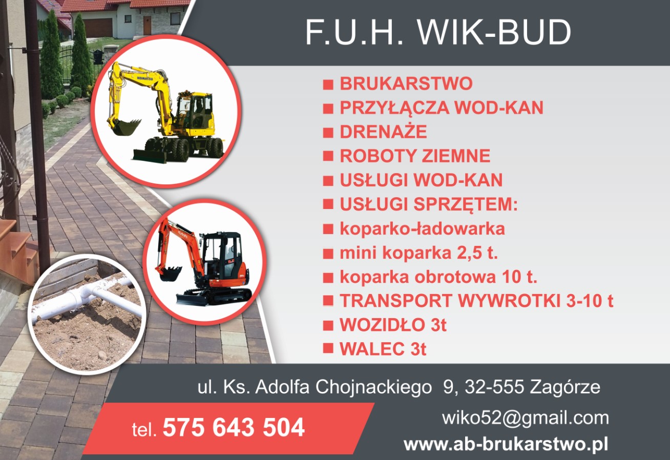 F.U.H. WIK-BUD Marcin Barański - przyłącza wod-kan ZAGÓRZE brukarstwo ZAGÓRZE