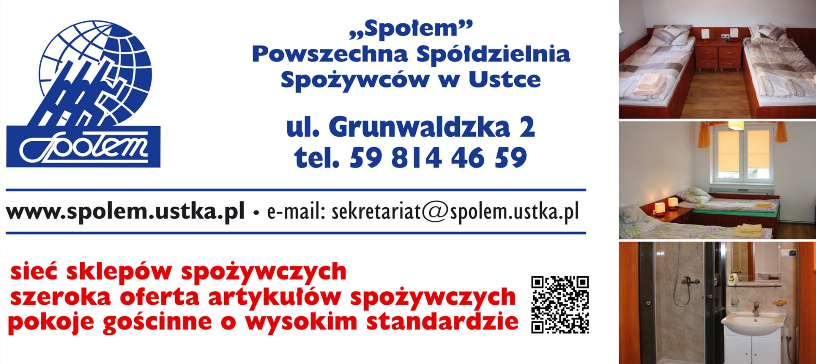 "Społem" POWSZECHNA SPÓŁDZIELNIA SPOŻYWCÓW W USTCE - noclegi w centrum SŁUPSK pokoje gościnne SŁUPSK