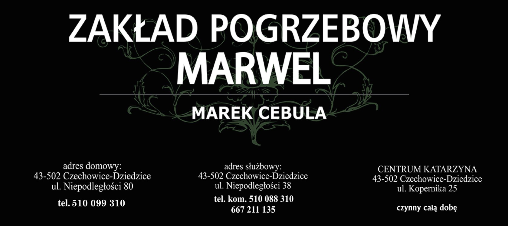 Zakład Pogrzebowy "Marwel" - pogrzeby CZECHOWICE-DZIEDZICE usługi pogrzebowe CZECHOWICE-DZIEDZICE