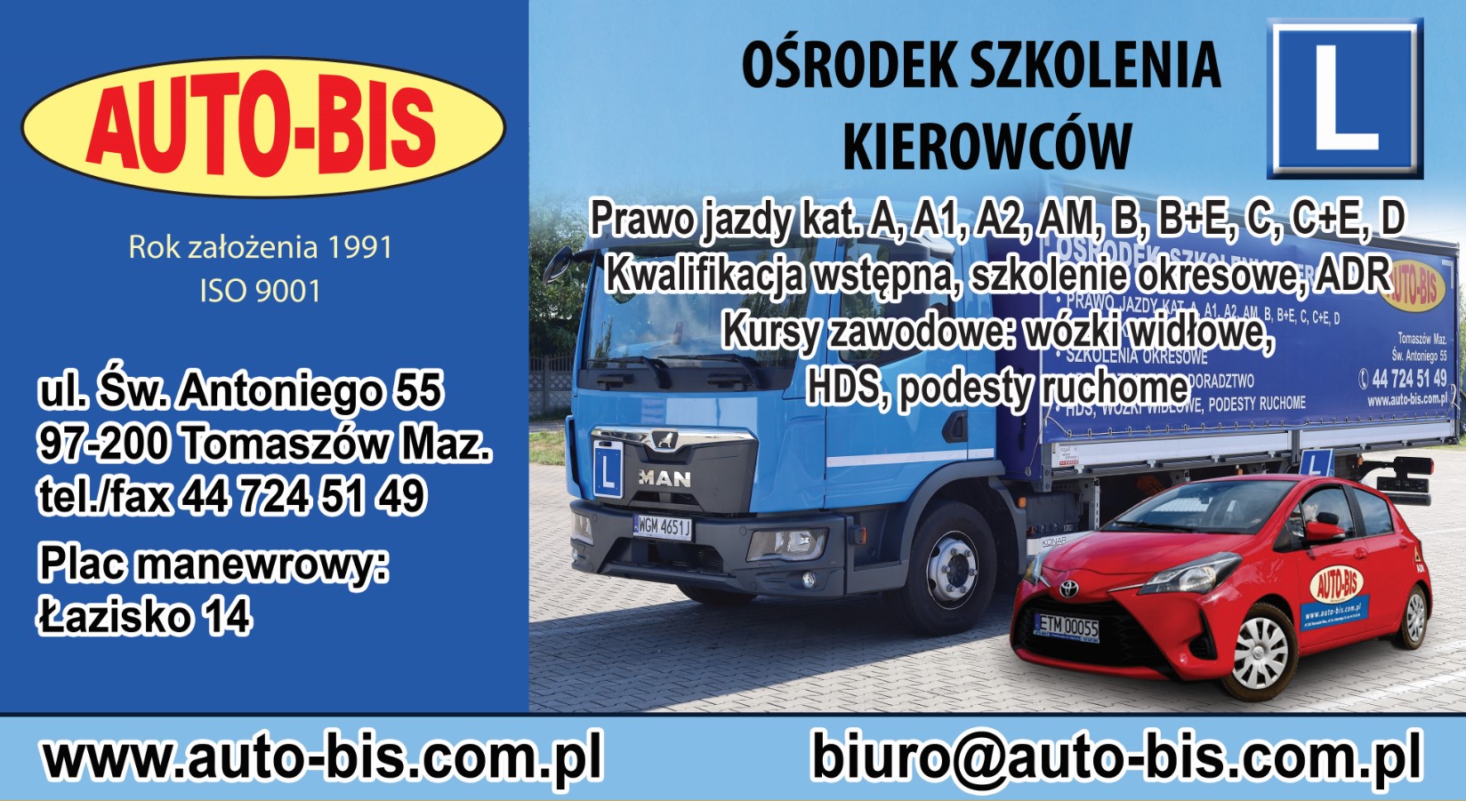 Ośrodek Szkolenia Kierowców AUTO-BIS - szkolenia TOMASZÓW MAZOWIECKI nauka jazdy TOMASZÓW MAZOWIECKI