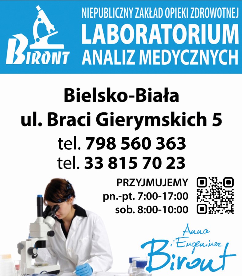 NIEPUBLICZNY ZAKŁAD OPIEKI ZDROWOTNEJ LABORATORIUM ANALIZ MEDYCZNYCH EUGENIUSZ BIRONT - laboratorium analityczne BIELSKO-BIAŁA badania medyczne BIELSKO-BIAŁA